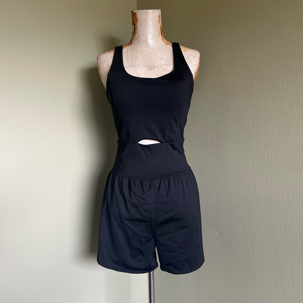 Sports Wear Black cut out athletic Tennis aerobics romper Sz S NWOT